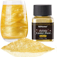 Nihome Edible Food-Grade Glitter Powder Glimmer Luster Dust Metallic Fancy Food Decorating Sprinkle Glimmery Dust For Drink Wine Beverage Cake Bakery Vegan Allergen-Free (Sunlit, 0.35Oz/ 10G)