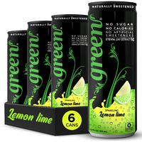 Green Lemon Lime - Sugar Free, No Calories, Naturally Sweetened With 100% Stevia Leaf Extract, Carbonated Soda, 12 Fl Oz Each Can - Pack Of 6