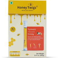 Honey Sticks (By Honey Twigs) - Turmeric Infused Honey To Support Immunity | 30 Count Single Serve Honey Straws - 8.47 Oz Per Pack (8G Per Stick) | Perfect Addition To Green Tea, Warm Milk | 100% Natural & Pure, Mess-Free