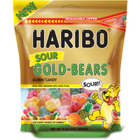 Haribo New Sour Gold-Bears Gummi Candy In A Resealable Pouch (9 Ounces)