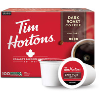 Tim Hortons Dark Roast Coffee, Single-Serve K-Cup Pods Compatible With Keurig Brewers, 100Ct K-Cups