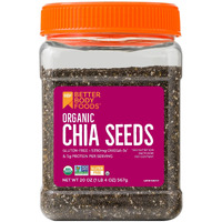Betterbody Foods Organic Chia Seeds With Omega-3, Non-Gmo, Gluten Free, Keto Diet Friendly, Vegan, Good Source Of Fiber, Add To Smoothies, 1.25Lb