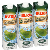Iberia 100% Pure Organic Coconut Water, 1 Liter , 33.8 Fl Oz (Pack Of 3)