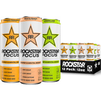Rockstar Focus, 3 Flavor Variety Pack (White Peach, Lemon Lime, Orange Pineapple), 12 Fl Oz Cans (Pack Of 12)