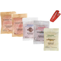 Kolsvart Swedish Candy Variety Pack, 4.2 Ounces - Raspberry, Blackcurrant & Raspberry, Sour Blueberry, Sour Raspberry, Elderflower (Pack Of 5) With Snack Bag Clip By Intfeast