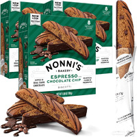 Nonni's Espresso Chocolate Chip Biscotti Cookies - 3 Boxes Espresso Coffee Cookies - Espresso Chocolate Chip Cookies W/Dark Chocolate - Italian Biscotti Individually Wrapped Cookies Kosher - 6.88 Oz