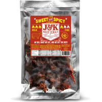 J&K Jerky Sweet And Spicy Beef Jerky - Hand Crafted Small Batch American Made Slab Beef Jerky - Bold & Flavorful Snack! - 7Oz Big Bag Of Jerky