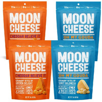 Moon Cheese, 100% Cheese, Low-Carb 2 Oz, Keto-Friendly, High Protein 4 Pack (2 Cheddar, 2 Gouda) Snack Alternative To Protein Bars, Cookies, And Shakes