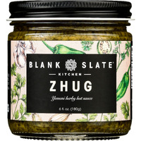 Blank Slate Kitchen Zhug (6 Oz) | Spicy Middle Eastern Herby Green Hot Sauce (Yemeni Skhug) | Vegan & Gluten-Free | Blend Of Jalapenos, Cilantro, Parsley, Garlic, Lemon Juice & Olive Oil