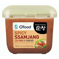 Chung Jung One O'Food Spicy Ssamjang, Korean Spicy Seasoned Soybean Paste Sauce, Perfect For Rice, Noodles, Fresh Vegetables And Meat, Hot & Flavorful (15.9 Oz, 450G)