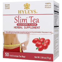 Hyleys Slim Tea Goji Berry With Green Tea & Senna - Herbal Weight Loss Detox Cleanse Supplement For Belly Fat, Bloating & Metabolism Boost - 50 Tea Bags