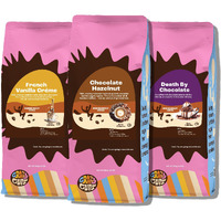 Crazy Cups Flavored Ground Coffee Variety Pack, Includes Chocolate Hazelnut, French Vanilla Creme & Death By Chocolate, In 10 Oz Bags, Variety 3 Pack