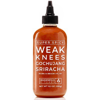 Weak Knees Super Spicy Gochujang Hot Sauce, 10.5Oz Easy Squeeze Bottle, Classic Sriracha Mixed With Korean Gochujang Chili Paste With Habanero Peppers