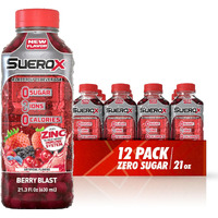 Suerox Zero Sugar Electrolyte Drink For Hydration And Recovery, Unique Blend Of Electrolytes & 8 Ions, Zero Calorie Sports Drink, 21.3 Fl Oz, Berry Blast, 12 Count