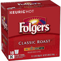 Folgers Classic Roast Coffee, Medium Roast Coffee, K Cup Pods For Keurig Coffee Makers, 72 Count, 18 Count (Pack Of 4)