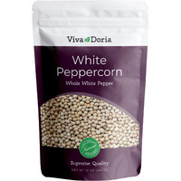 Viva Doria White Peppercorn, Whole White Pepper, 12 Oz For Grinder Refill