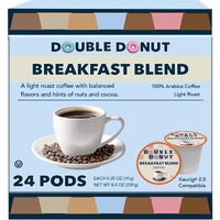 Double Donut Breakfast Blend Fresh Medium Roast Coffee Singleserve Pods For Keurig K Cup Brewer Machines 24 Capsules Per Box
