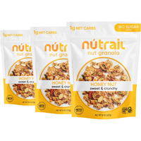 Nutrail Nut Granola Cereal, Honey Nut, No Sugar Added, Keto, Low Carb, Gluten Free, Grain Free, Healthy Breakfast 8 Oz. 3 Count