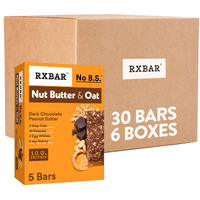 Rxbar Nut Butter And Oat Protein Bars, Protein Snacks, Snack Bars, Dark Chocolate Peanut Butter (6 Boxes, 30 Bars)