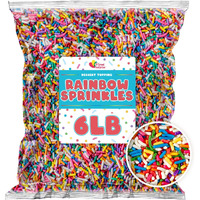 Rainbow Sprinkles Bulk - 6 Pounds - Ice Cream Toppings - Colorful Jimmies For Cake Decorating, Baking, Cupcakes, Cookies - Bulk Bag For Bakery, Ice Cream Shop