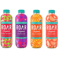 Roar Organic Electrolyte Infusions - 4-Flavor Variety Pack - With Antioxidants, B Vitamins, Low-Sugar, Coconut Water Infused Beverage 18 Fl Oz With Oasis Snacks Sticker (4 Flavor Variety, Pack Of 8)