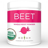 Koyah - Organic Usa Grown Beet Powder (1 Scoop = 1/2 Beet): 30 Servings, Freeze-Dried Beetroot, Whole-Root Powder, Add To Water, Juice Or Smoothies.