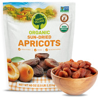 Happy Village Organic Turkish Dried Apricots, No Sugar Added Dried Fruit, 40 Oz Resealable Pack - Kosher, Non-Gmo, Unsweetened, Unsulfured, Vegan Sun-Dried Apricot