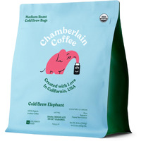 Chamberlain Coffee Elephant Cold Brew Bags - Xl Cold Brew Bags - Premeasured, Ready To Brew, Cold Brew Coffee Packs - Contains 4 Xl Cold Brew Bags, Makes 4 Cups Of Coffee Per Bag