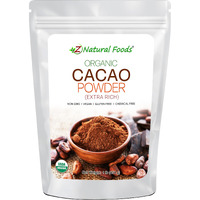 Z Natural Foods Organic Cacao Powder, Nutrition-Packed, Extra-Rich Dark Chocolate Flavor, Perfect For Chocolate Recipes, Shakes, Or Smoothies, Non-Gmo, Vegan, Gluten-Free, Kosher, 1 Lb.