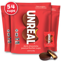 Unreal Dark Chocolate Peanut Butter Cups (3 Value Size Bags) | Vegan, 5G Sugar | Gluten Free, Fair Trade, Non-Gmo | 9.5Oz Each