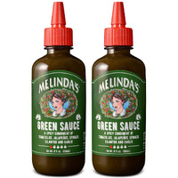 Melindas Green Sauce - Gourmet Mild Chile Verde Hot Sauce Made With Fresh Ingredients, Tomatillos, Jalapeo, Spinach & Cilantro - Kosher - 12 Oz, 2 Pack