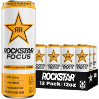 Rockstar Focus, Orange Pineapple, 12 Fl Oz Cans (Pack Of 12)