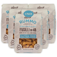 Rummo Gluten Free Fusilli N.48 - Gluten Free Fusilli Pasta Noodles, Made With Brown Rice & Corn, Pasta From Italy - 12 Ounce (Pack Of 5)