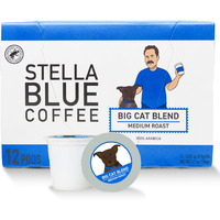 Stella Blue Fresh K Cup Coffee Pods - Big Cat Blend - 100% Arabica Medium Roast - Ethically & Sustainably Sourced From Central America - Helps Support Paws Chicago - 12 Single Serve Pods