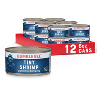 Bumble Bee Tiny Canned Shrimp, 6 Oz Cans (Pack Of 12) - Shrimp In Water, Cooked, Peeled, Deveined - 22G Protein Per Serving - Gluten Free