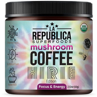 Lrla Superfoods Organic Mushroom Coffee (Hirie Special Edition) 35 Servings With 7 Superfood Shrooms, 100% Fair Trade Rich Medium Roast Arabica Coffee, Usa Made