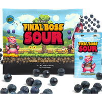 Final Boss Extremely Super Sour Candy, Natural Chewy Blueberry Gummies Made With Dried Fruit, Free Of Artificial Colors, Low Calorie Healthy Snack For Kids & Adults, 1.06Oz, 12 Pack (Lvl 1 Sourness)