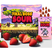 Final Boss Extremely Super Sour Candy, Natural Chewy Strawberry Gummies Made With Dried Fruit, Free Of Artificial Colors, Low Calorie Healthy Snack For Kids & Adults, 1.06Oz, 10 Pack (Lvl 1 Sourness)
