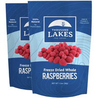 Thousand Lakes Freeze Dried Fruit - Raspberries 2-Pack 1.2 Ounces (2.4 Ounces Total) | No Sugar Added | 100% Whole Raspberries