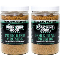 Pork King Good - Pork Rind Breadcrumbs - 2 Pack! Keto Friendly, Paleo, Gluten-Free, Sugar Free, Zero Carb Panko Substitute (Two 12 Oz Jars) (Italian, 2 Pack)