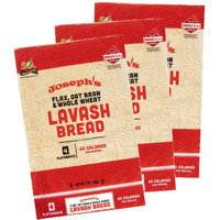 Joseph's Bakery Lavash Bread, Flax Oat Bran & Whole Wheat, Reduced Carb, Fresh Baked (12 Count Flax)