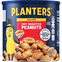Planters Salted Dry Roasted Peanuts, Party Snacks, Plant Based Protein 52 Oz Cannister