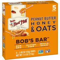 Bob's Red Mill Peanut Butter Honey & Oats Snack Bar - 5 Bars (Pack Of 1) - Gluten Free, Non-Gmo, Whole Grain