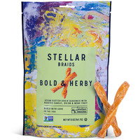 Stellar Pretzel Braids, Bold & Herby Roasted Onion And Garlic, 6 Large Snack Bags (5 Oz Each) Vegan Pretzel Rods, Sticks