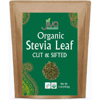Jiva Organic Natural Stevia Leaf Whole Cut & Sifted 1 Pound Bulk Kraft Bag - Great For Tea - Green Color, Original Stevia Leaf With No Additives