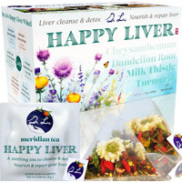 Dr. Lus Happy Liver Tea | 100% Natural Liver Cleanse Detox & Repair Tea Made In Us | 11-Flavor Milk Thistle, Turmeric, Chrysanthemum, Licorice Root, Dandelion Root Tea Blend For Liver Support