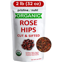 2 Lb (32 Oz) Rose Hips Dried Organic Bulk, Organic Rosehips Cut & Sifted, 95% Seedless, European All Natural, Rosehips Dried Organic Bulk, Makes 140 Cups Of Vitamin C Rich Tea (Packaging May Vary)