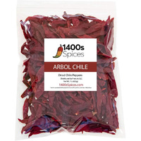 1Lb Chile De Arbol Food Service Size S17. Dried Arbol Whole Chilies Peppers, Chili Seco Pods For Authentic Mexican Food By 1400S Spices
