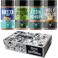 Fire & Smoke Society Mediterranean Seasoning Variety Pack | Bbq Rubs For Smoking And Bbq Seasonings For Grilling | Gifts For Dad, Men Gifts | Large Spices Set (4-Pack)