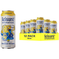 Leisure Drinks - Lemonade Electrolyte Drink [Electrolyte Refresher - 16Oz Cans, 12Pk] - Low Sugar Lemonade Hydration Drink - Healthy Hydration Packed W/ Magnesium & Ashwagandha For Mood & Stress Support